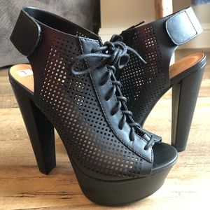 Black laced chunky platform heels